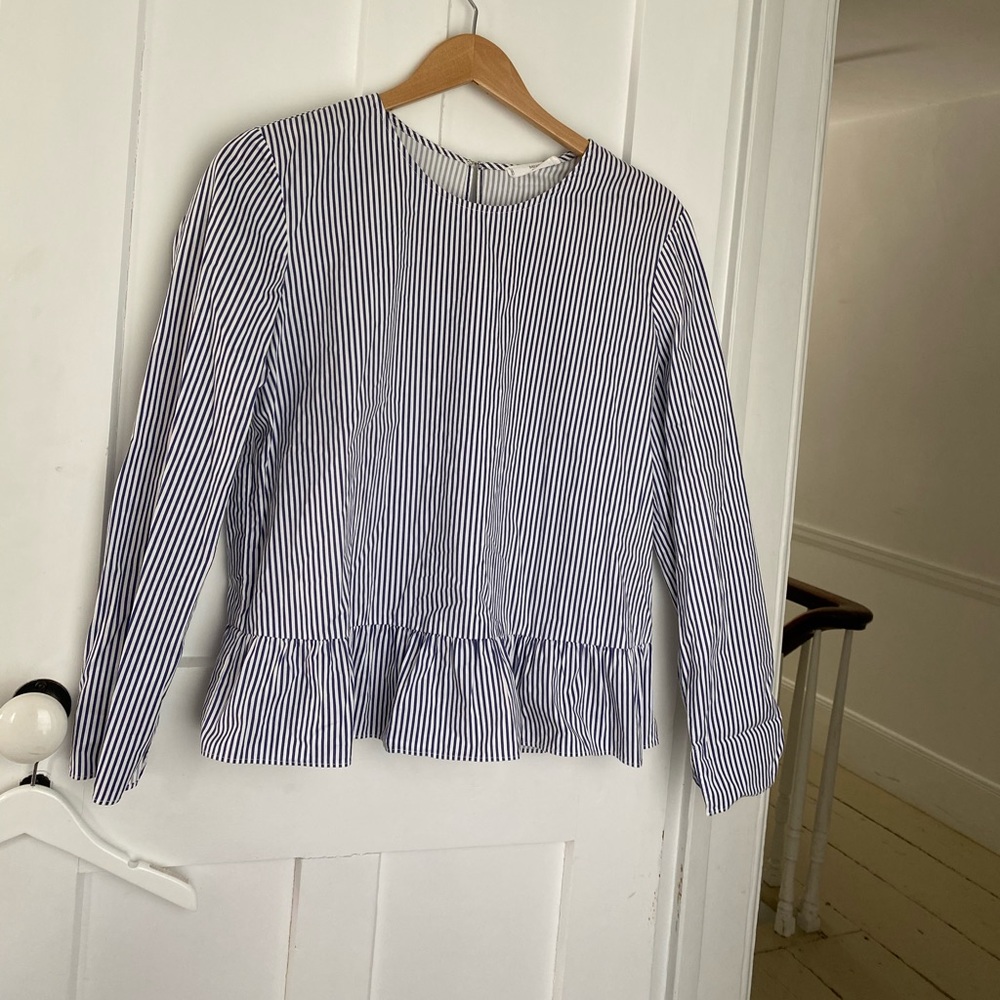 Mango Striped Peplum Top